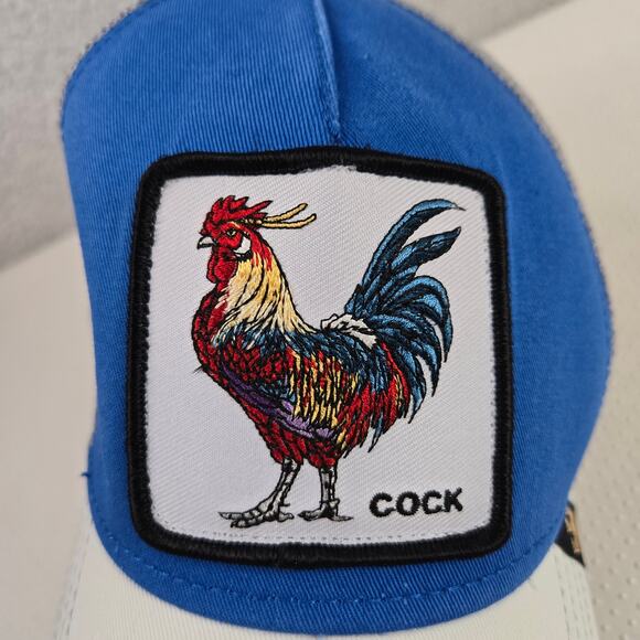 Goorin Bros Rooster Hat C0ck The Farm Trucker Mesh Cap Royal Blue White Grey - Picture 2 of 14